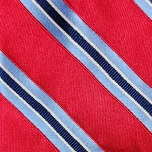 Tommy Hilfiger‎ 60" $85 Red Blue Stripe Silk Tie Americana Executive Nautical